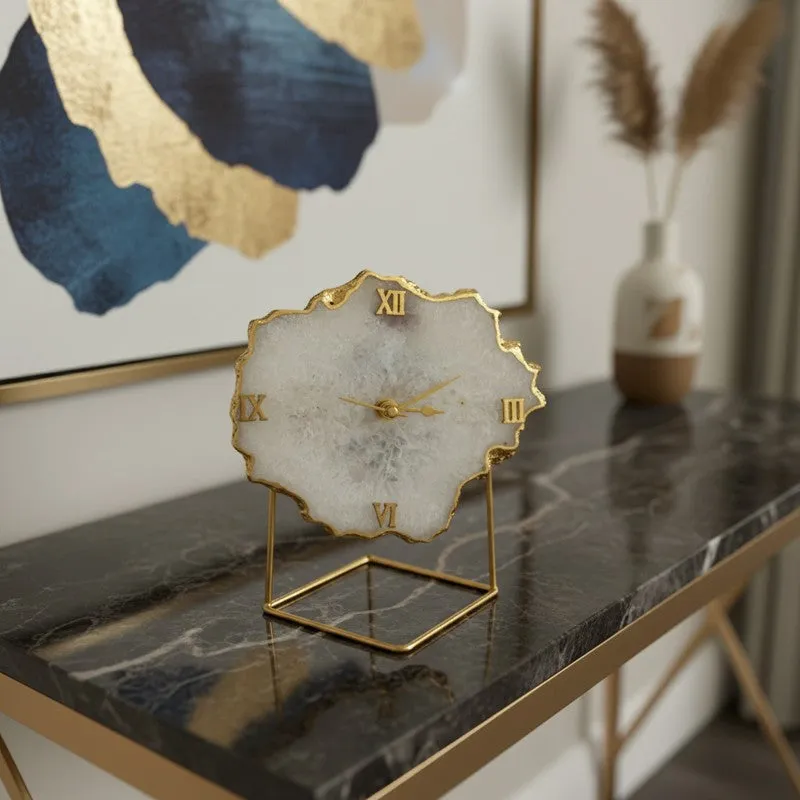 Crystal Keeper Agate Table Clock - White media 6