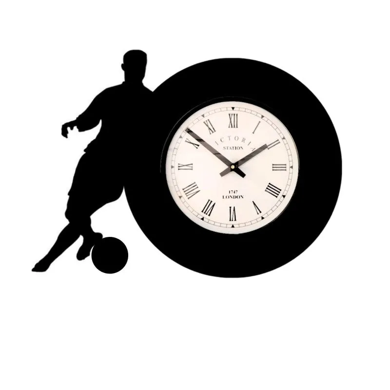 Footballer Steel Analog Wall Clock - Black media 4