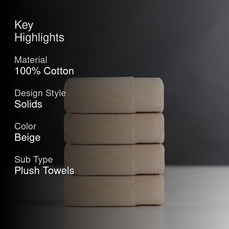 Micro Cotton Soft Serenity Solid Face Towel (Beige) - Set Of Four media 2