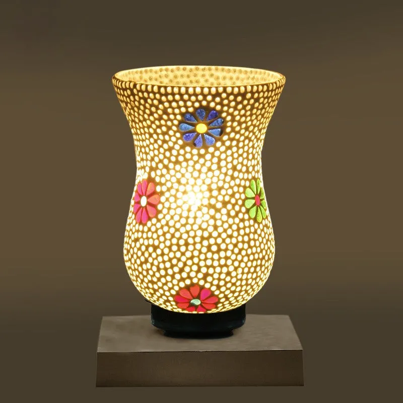 Luxyn Mosaic Glass Table Lamp With Wooden Base - Multicolor media 8