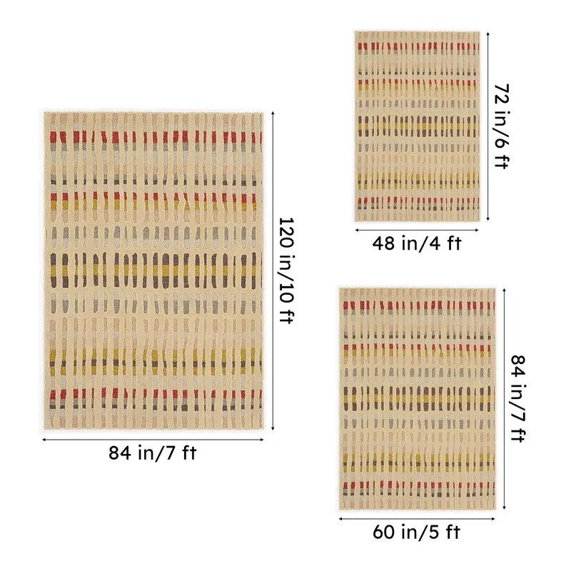 Iros Hand Tufted Geometric Wool & Nylon Carpet - Beige media 14