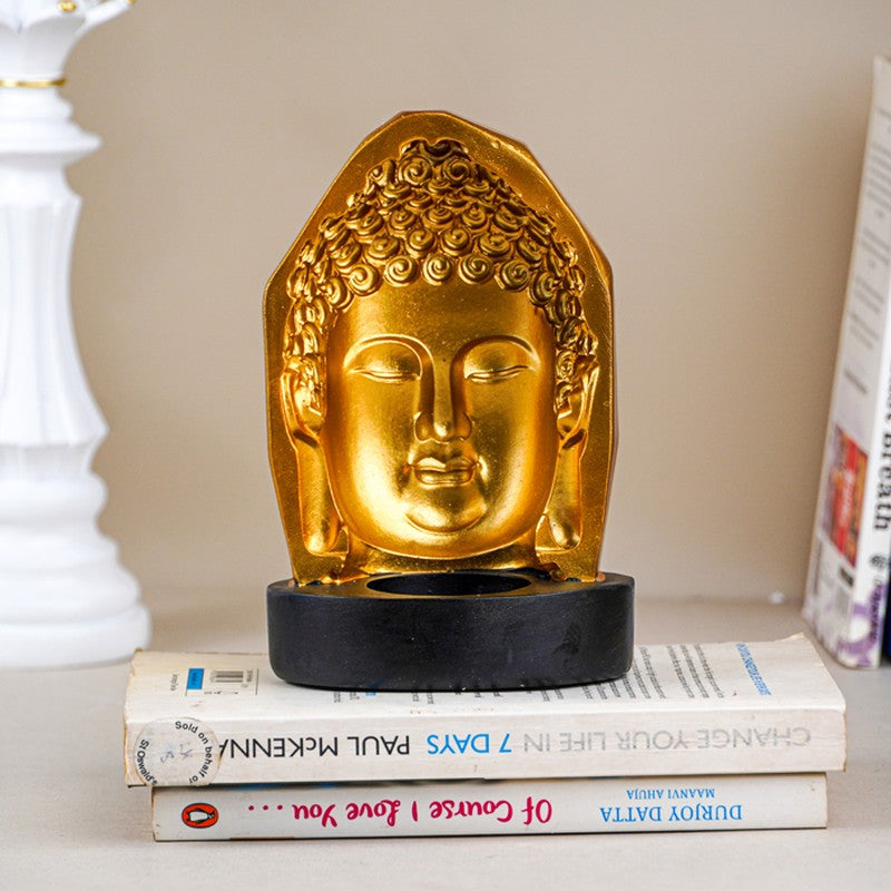 Aura of Calm Buddha Showpiece - Gold media 4