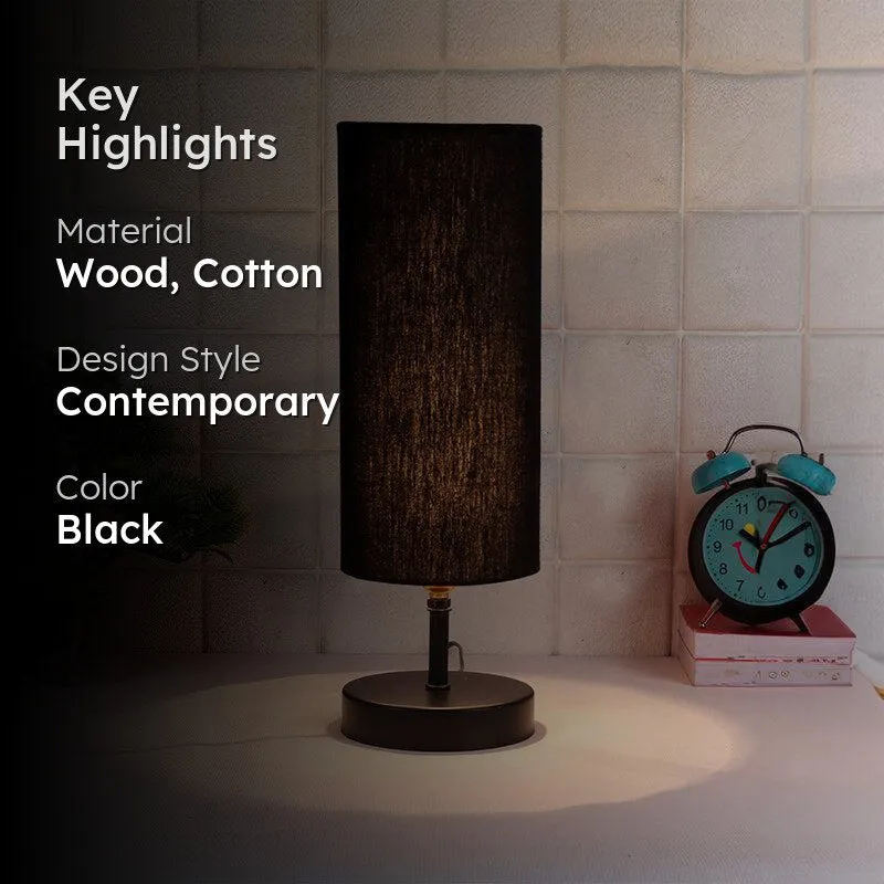 Hisha Metal Wooden Table Lamp - Black media 2