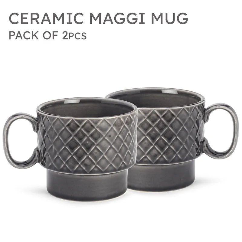 Fjord Ceramic Coffee Mug (500 mL Each/Ash Grey) - Set of Two media 4