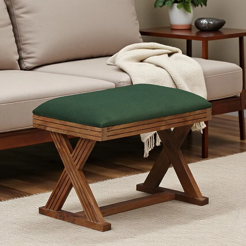 Space-Smart Sheesham Wood Ottomans & Pouffe - Green media 1