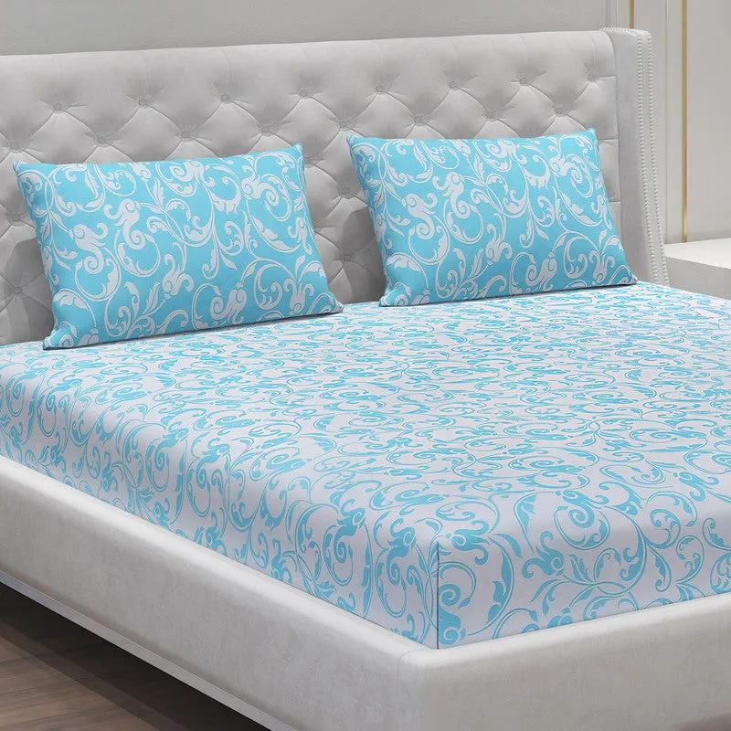 Monte Carlo Amrit Paisley Cotton Bedsheet (Blue) - 104 TC media 5