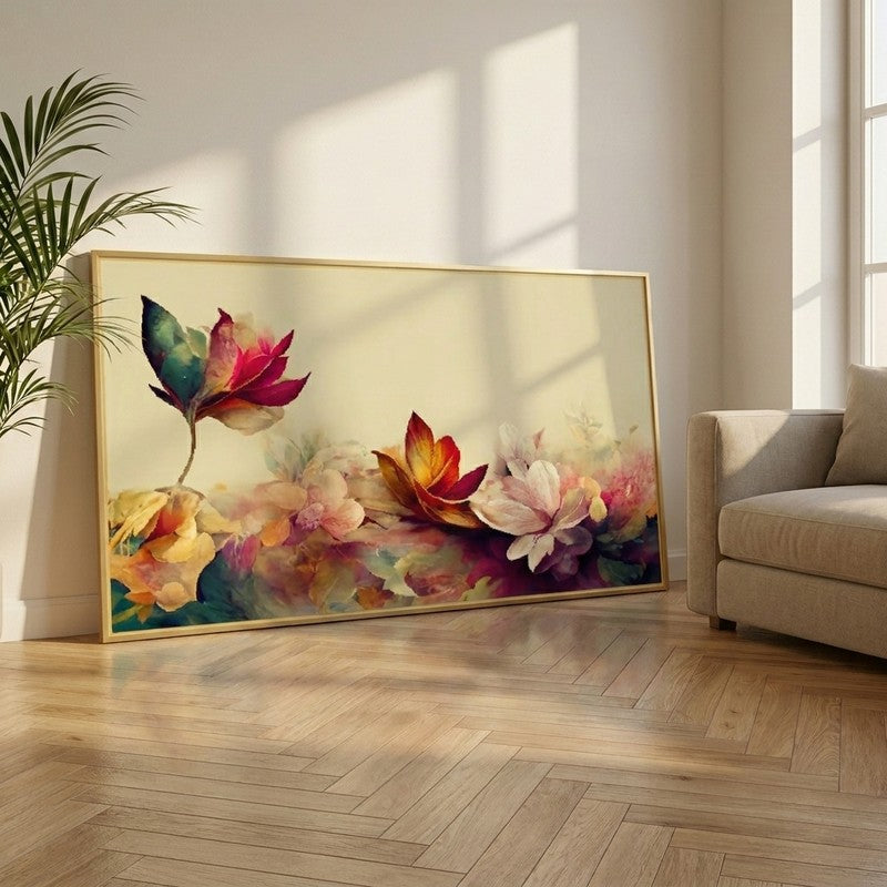 Blush Garden Canvas Wall Painting With Frame
