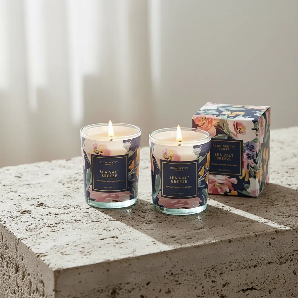 Sea Salt Scented Candle Glass Jar - Set Of Two media 1