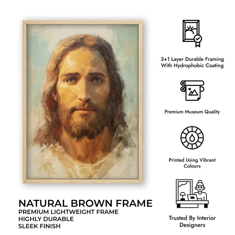 Ethereal Jesus Archival Paper Wall Painting With Brown Frame media 7