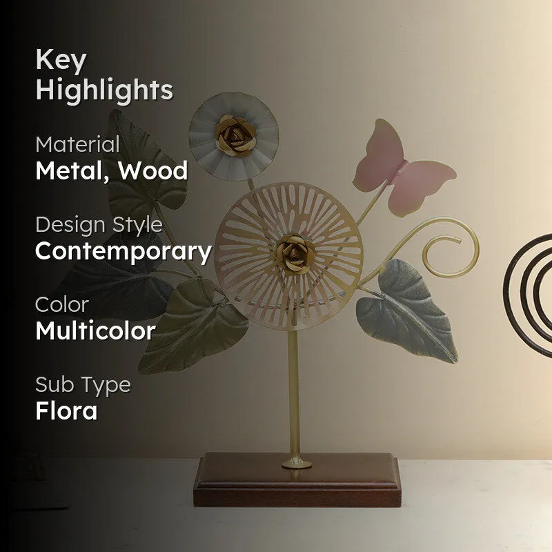 Prism Petals Metal & Wood Showpiece media 2