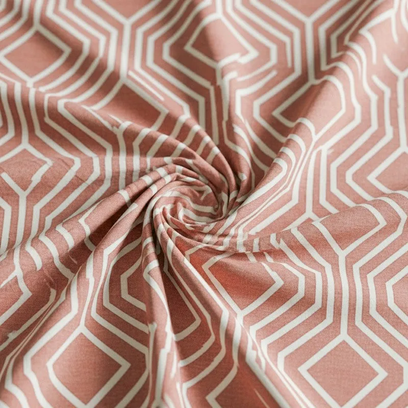 Akoya Geometric Cotton Bedsheet (Peach) - 200 TC media 5