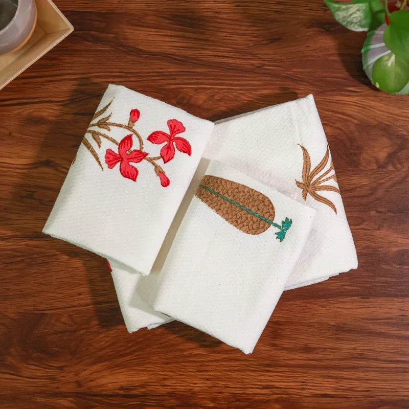Tropical Bloom Cotton Towels (Brown) - Three Piece Set media 1
