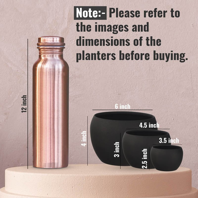Alisha Handcrafted Matte Planter (Black) - Set Of Three media 4