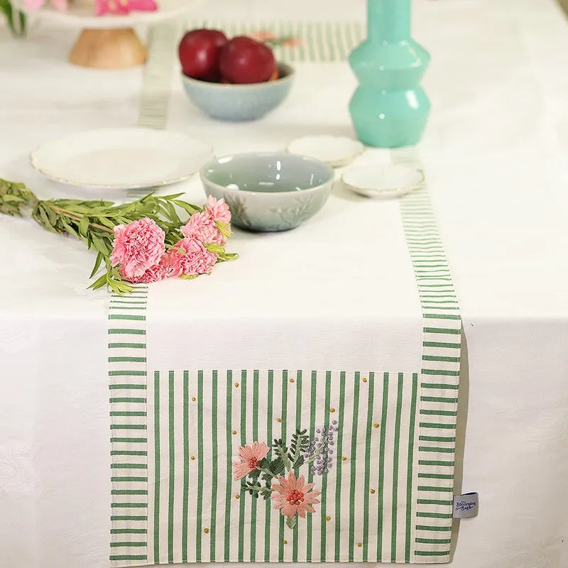 Meadow Stripe Cotton Table Runner media 1