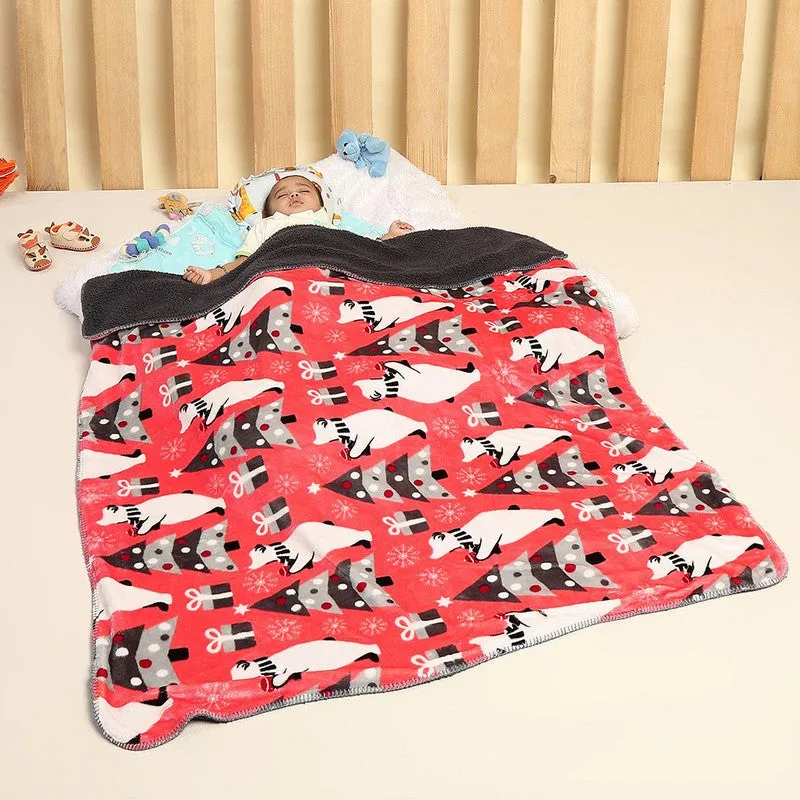 Monte Carlo Whimsical Winter Wrap Kids Blanket (Red) - 500 GSM media 1
