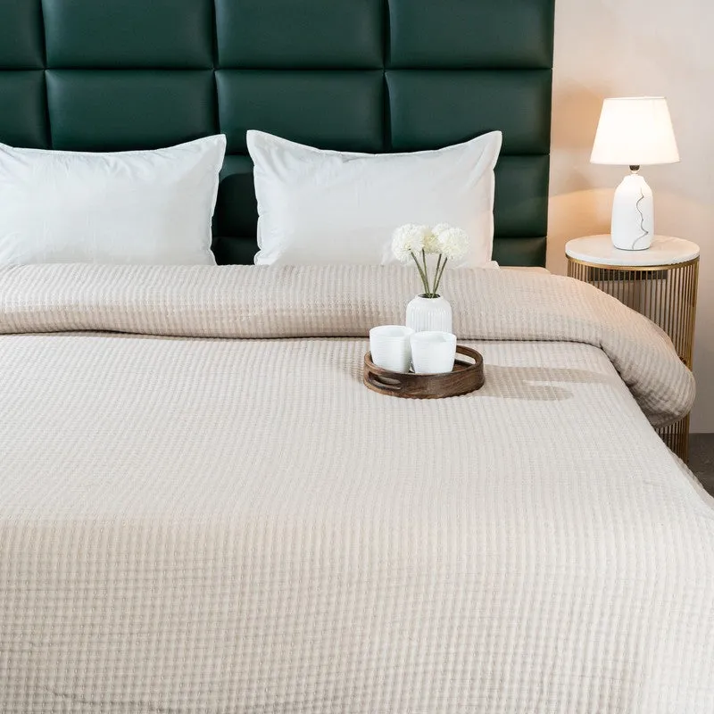 Ivory (Beige Self Stripe Comforter) - Three Piece Set media 1