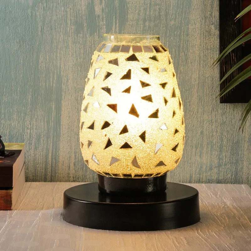 Prismelle Mosaic Glass Table Lamp With Wooden Base - Multicolor media 1