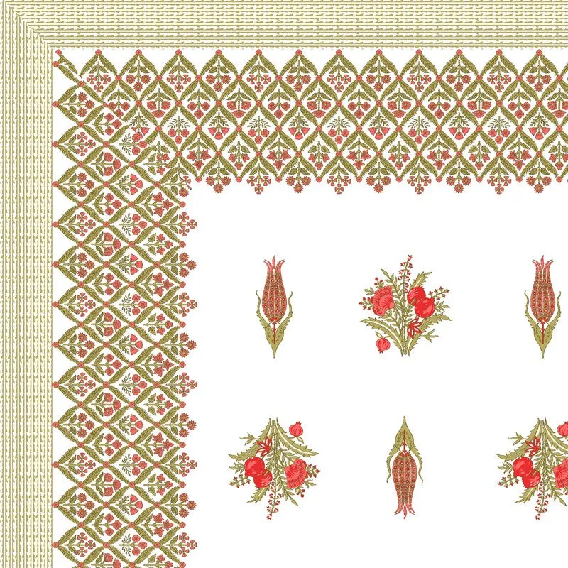 Ethnic Bloom Cotton Bedsheet (Red,White) - 120 TC media 5