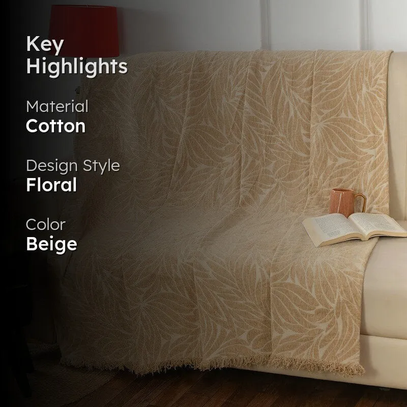 Warmora Floral Cotton Throws - Biege media 2