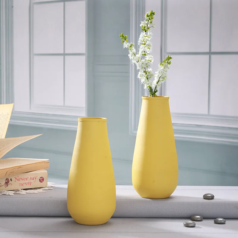 Areitha Metal Vase (Yellow) - Set Of Two media 1