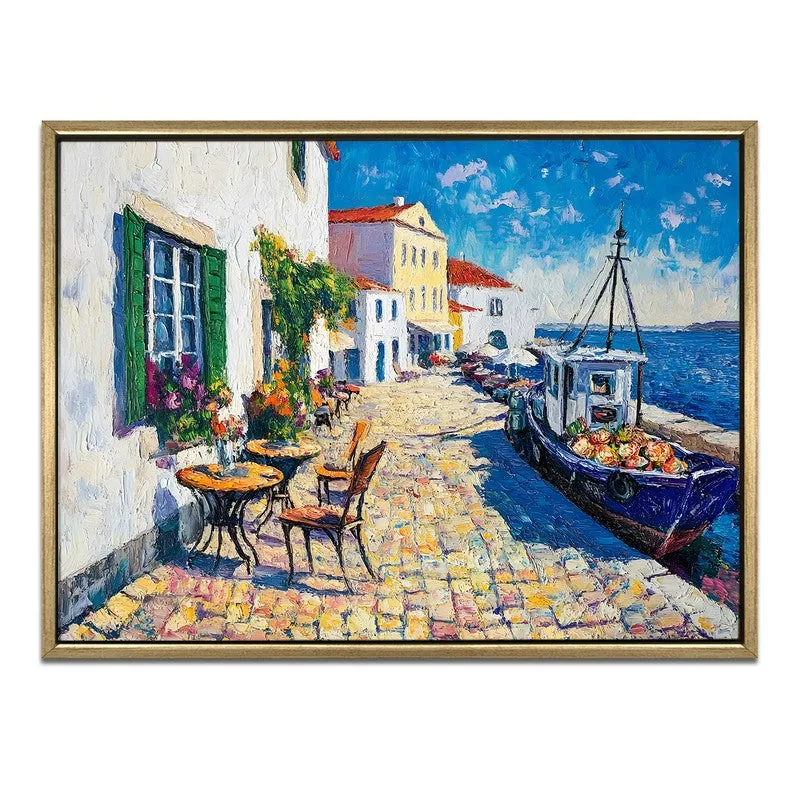 Cafe Promenade Canvas Wall Painting With Frame media 3