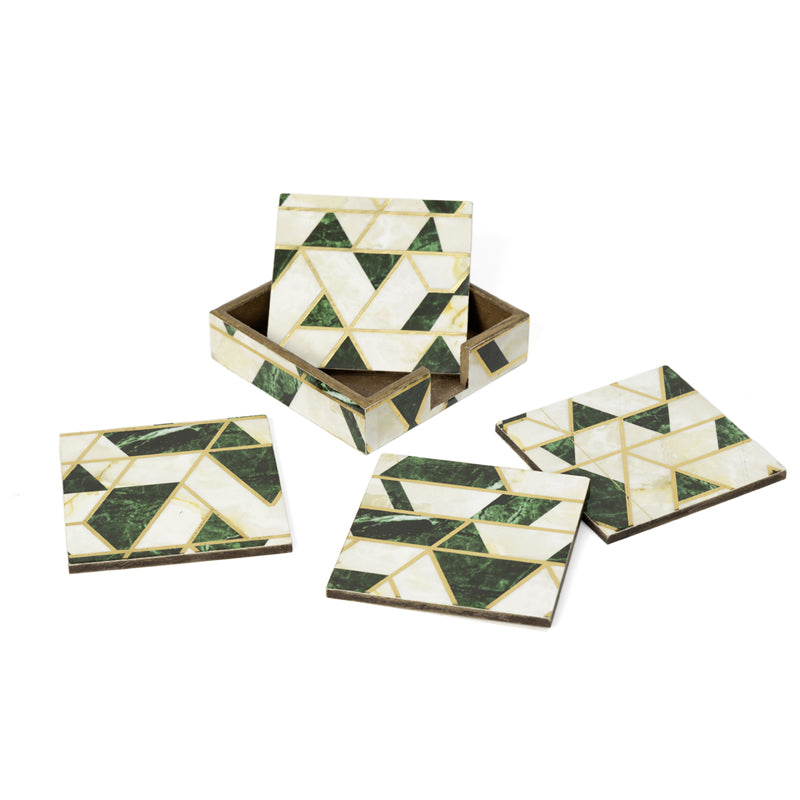 Green Block Coaster With Stand - Five Piece Set media 5