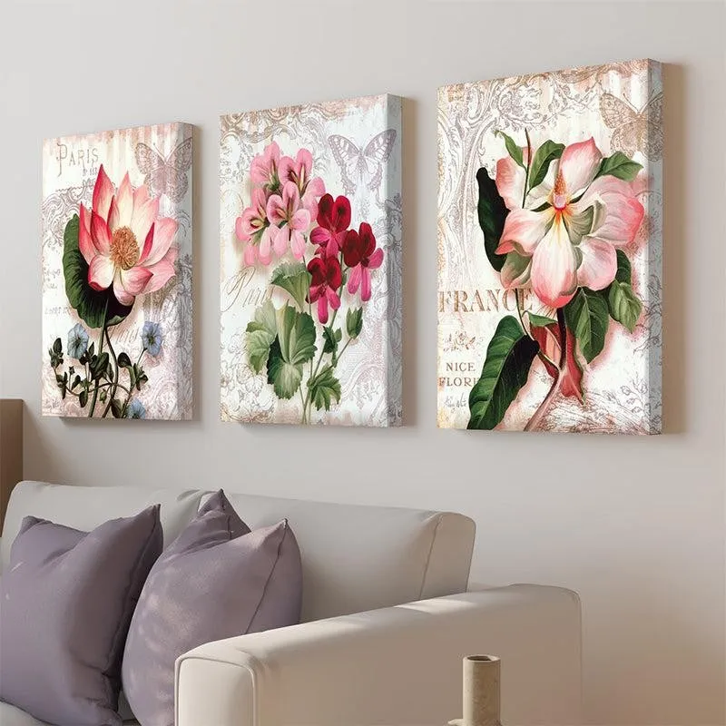 Hendo Bloom Canvas Wall Painting - Set Of Three media 1
