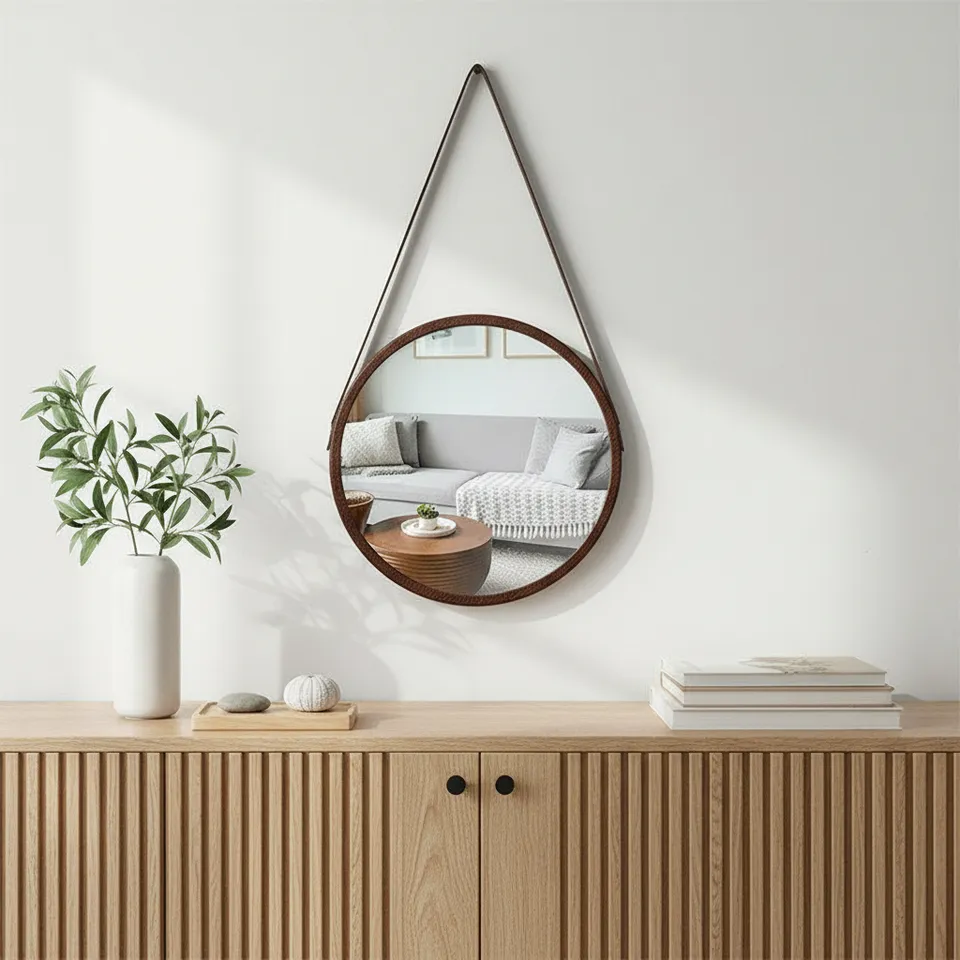 Maku Hanging Wall Mirror - Brown media 1