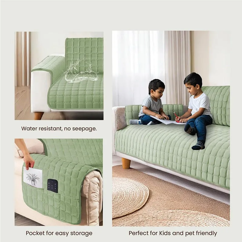 Urban Space Sage Green Textured Sofa Cover media 5