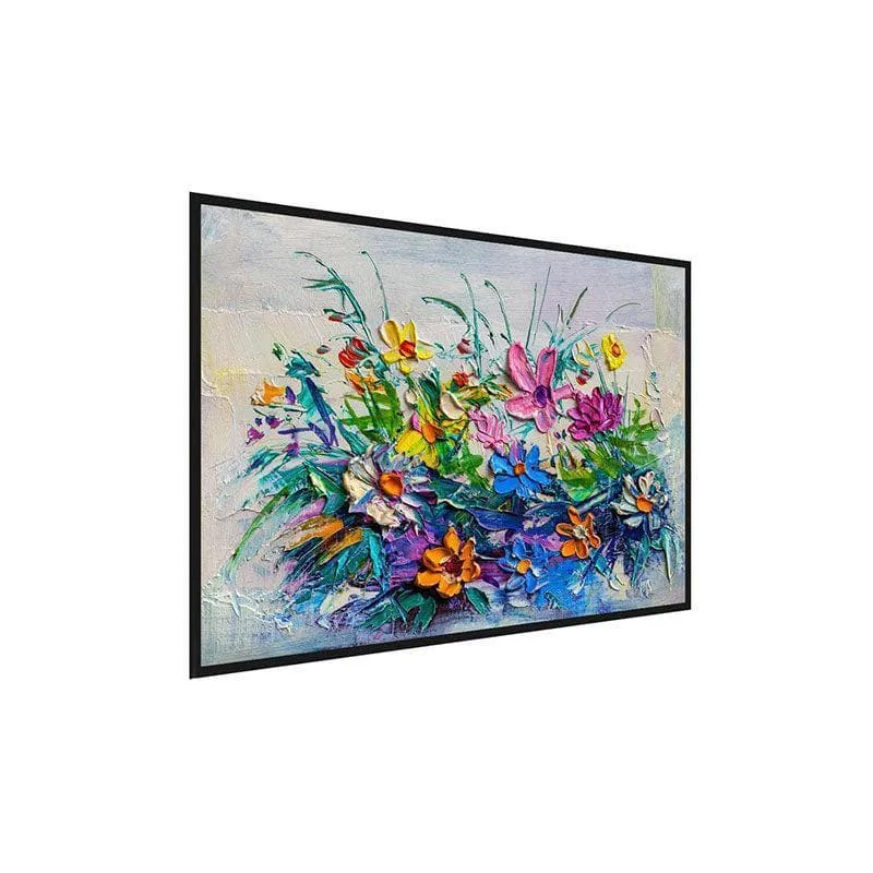 Bouquet Of Flowers Multicolored Wall Painting - Black Frame media 3