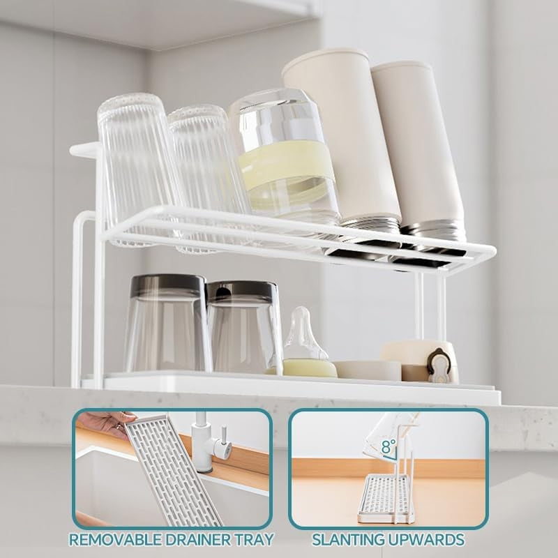 Cupora 2-Tier Cup Rack with Tray - White media 7