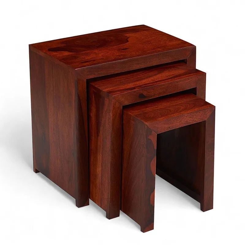 Sverox Sheesham Wooden Side & Bedside Table (Deep Brown) - Set Of Three media 6