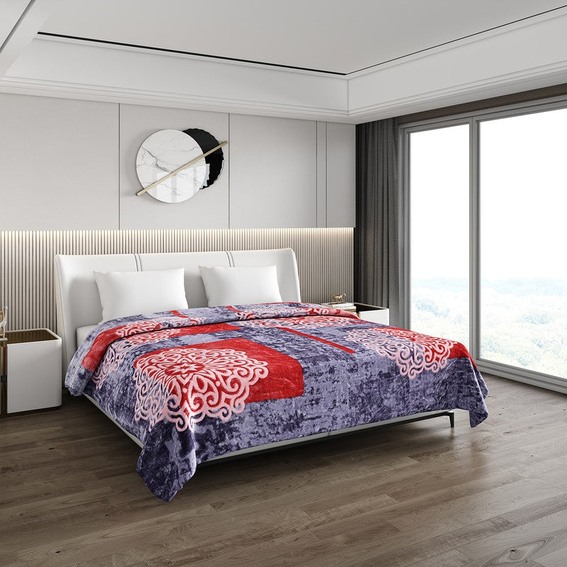 Monte Carlo Crimson Elegance Blanket (Blur,Red) - 691 GSM