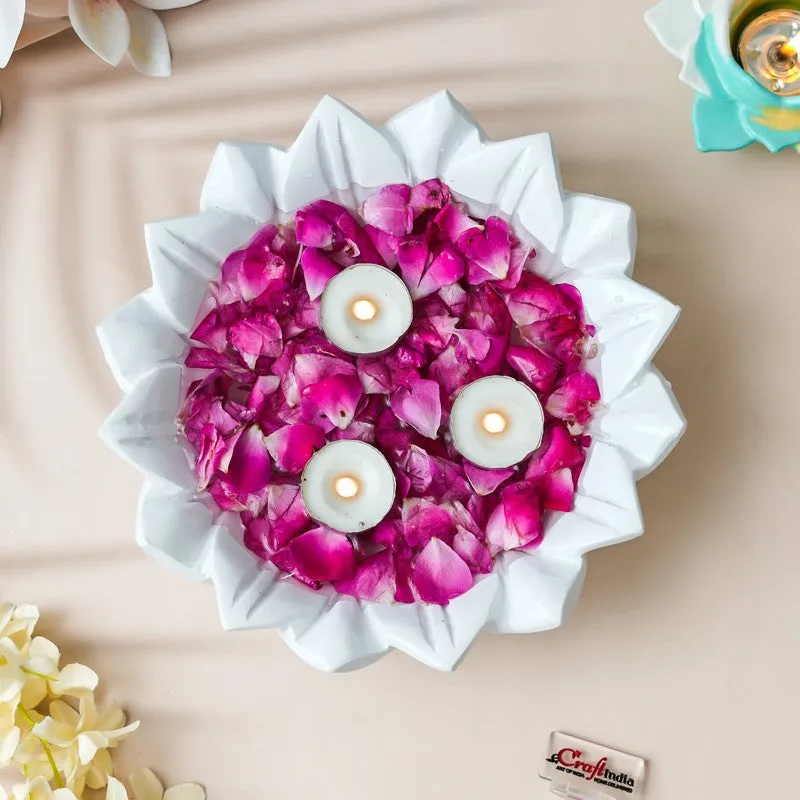 Classic Lotus Resin Urli - White media 7