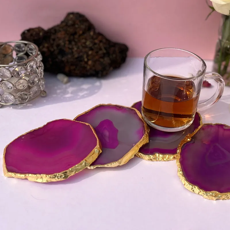 Candra Handcrafted Brazilian Agate Coaster (Pink) - Set Of Four media 4