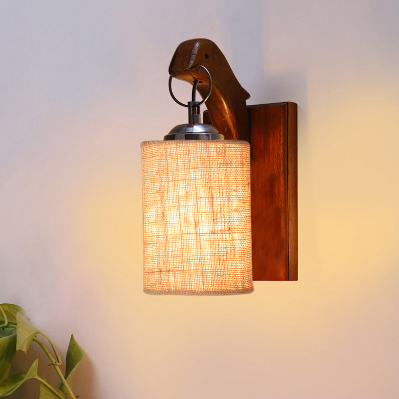 Estrella Jute & Wooden Wall Lamp - Beige