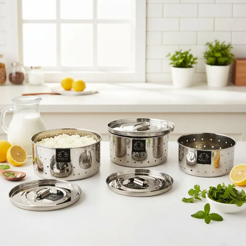 Hive Silver Stainless Steel Containers - Set Of Three media 1