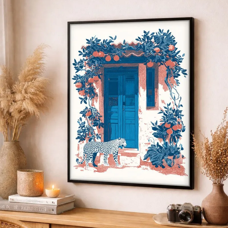 Sapphire Shade Canvas Wall Painting - Black Frame media 3