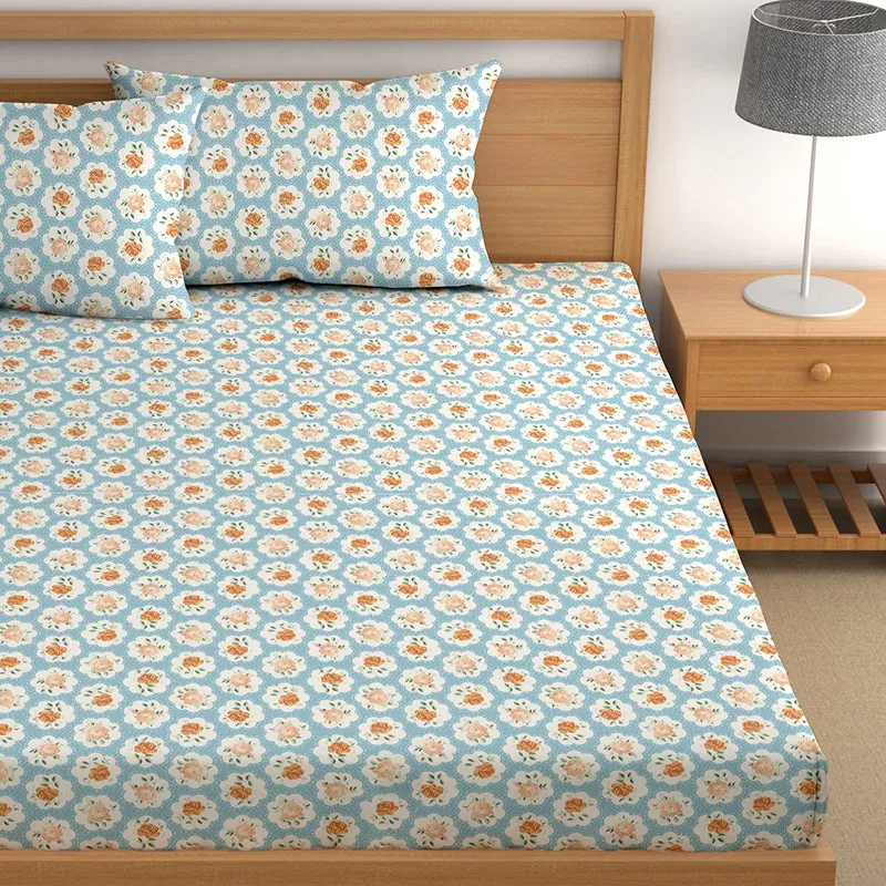 Belinda II Fitted Microfiber Microfiber Bedsheet (Sky Blue) - 150 GSM media 4