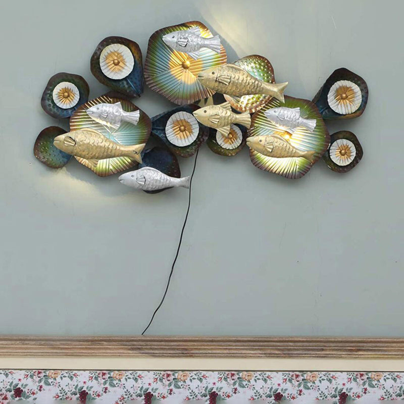 Abstract Aqua Iron Wall Accent