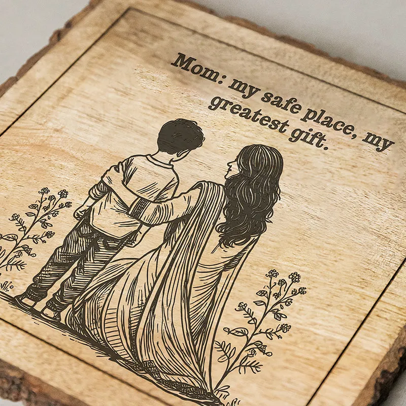 Mom Is Safe Place Wood Showpiece - Square media 4