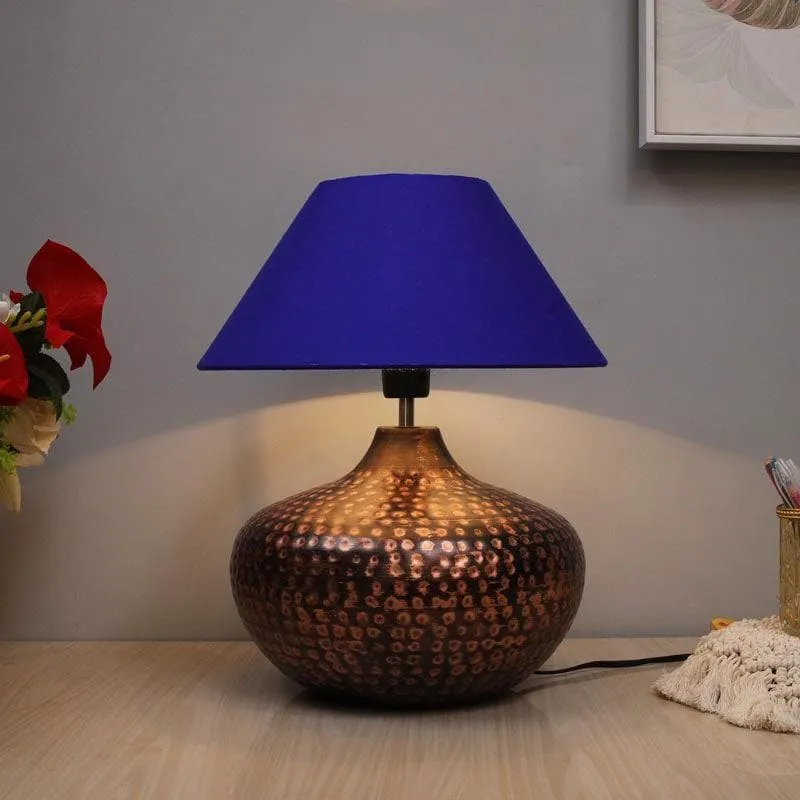 Nihita Fabric Table Lamp - Blue,Bronze media 1