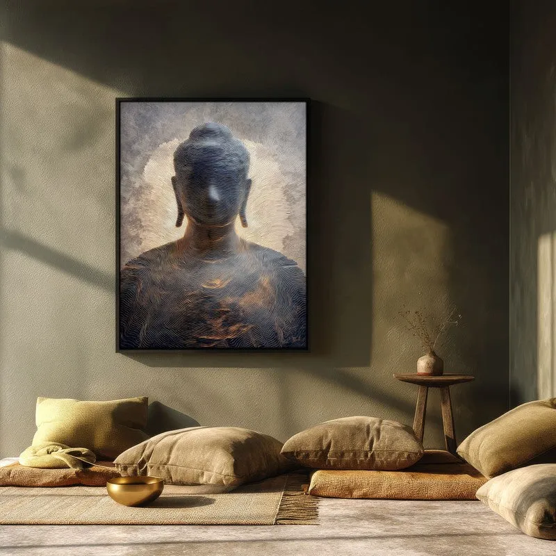 Meditative Buddha Archival Paper Wall Painting With Black Frame media 3