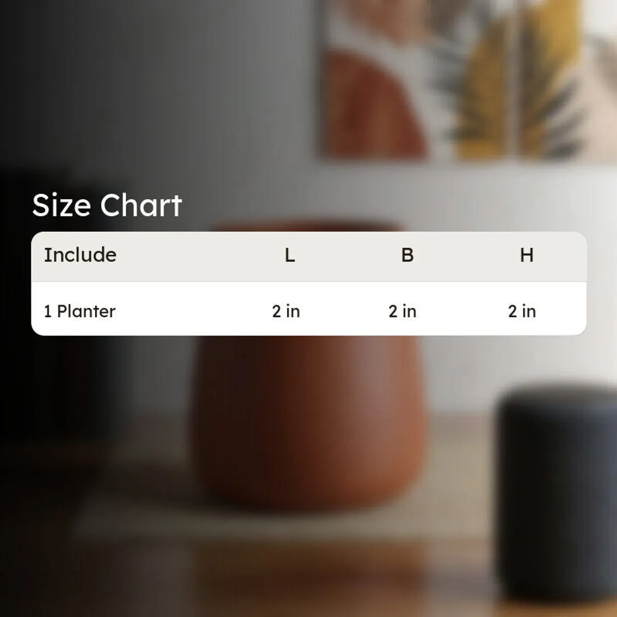 Brown planter displayed in a softly blurred interior setting