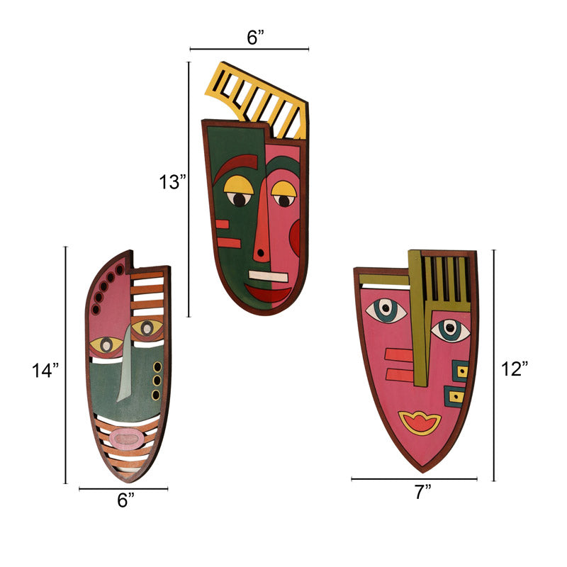 Wadha Mask Wooden Wall Accent - Set of Three media 6