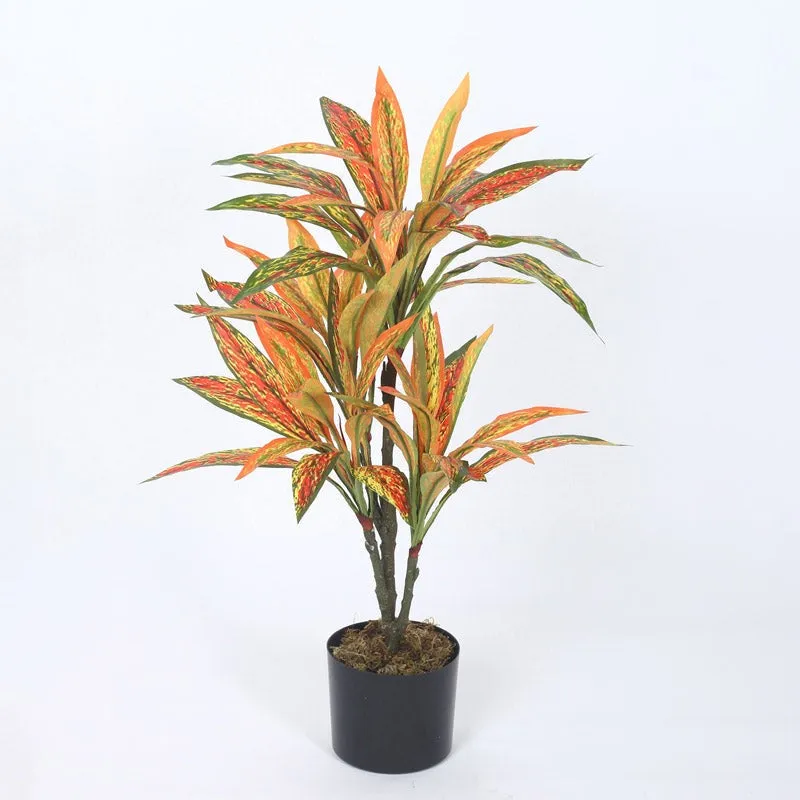 Faux Realtouch Yellow Dracaena Tree With Black Plastic Pot - 2.5 Feet media 4