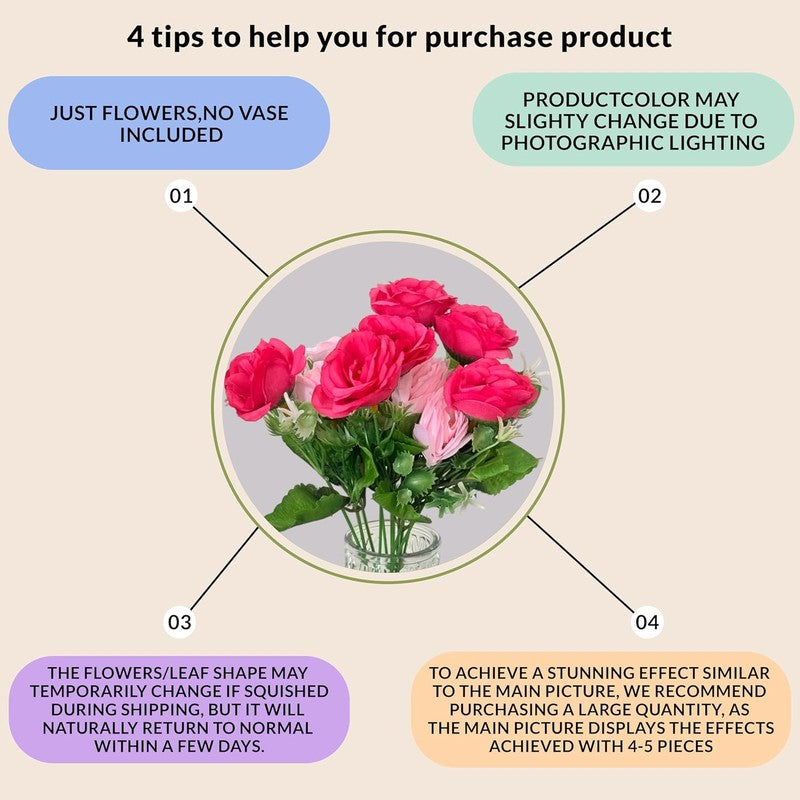 Anemone Peony Artificial Flower Stick - Pink media 4