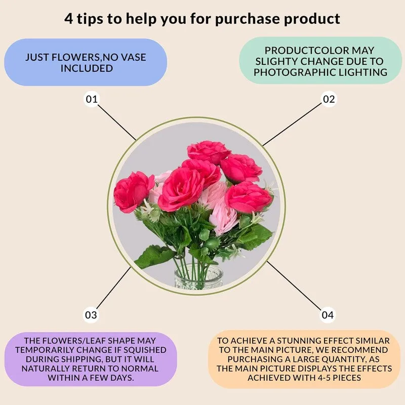 Anemone Peony Artificial Flower Stick - Pink media 4