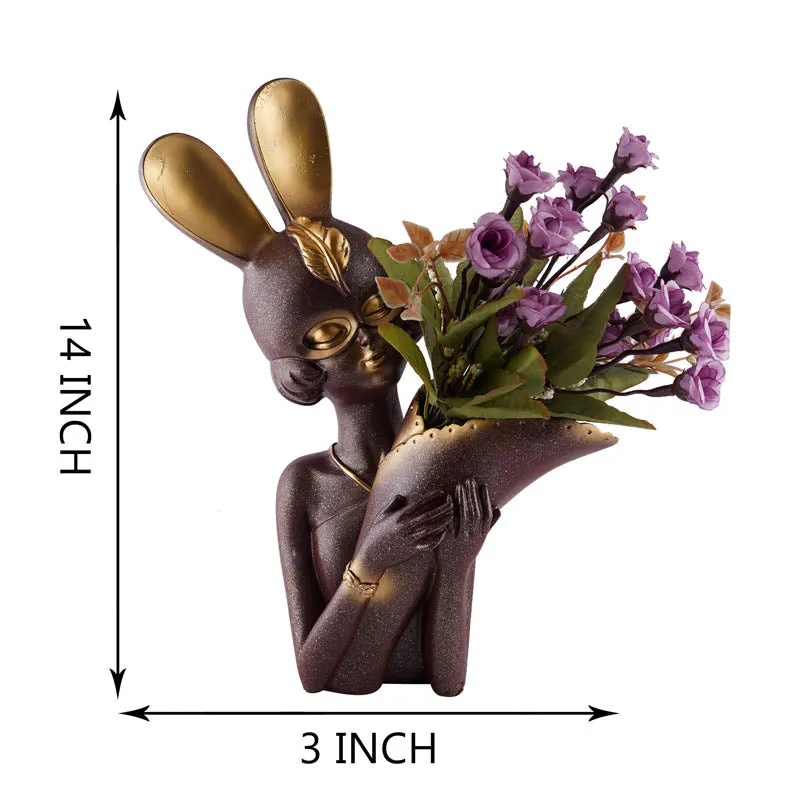 Thaisa Polyresin Vase - Coffee & Gold media 6