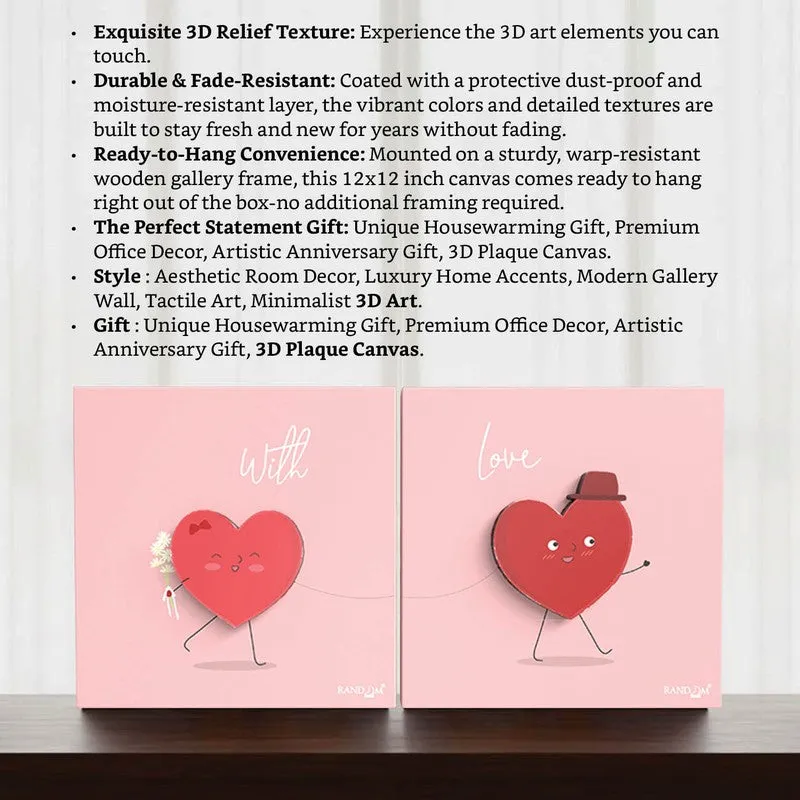 With Love 3D Plaque Canvas Wall Art - Set Of Two media 4